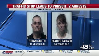 Traffic stop leads to pursuit, 2 arrests in Christian County
