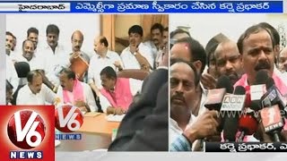 TRS leader Karne Prabhakar takes oath as MLC