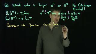 Comparing e^{pi} and pi^{e}