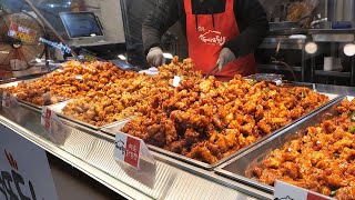 Crispy Fried Chicken Boneless in Korean Traditional Market (Chicken Gangjeong) -