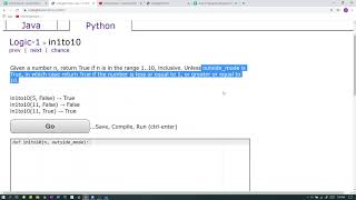 Logic-1 (in1to10) Python Tutorial || codingbat.com