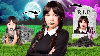 FROM BIRTH TO DEATH WEDNESDAY ADDAMS | CRAZY MOMENTS & FUNNY SITUATIONS BY CRAFTY HACKS PLUS
