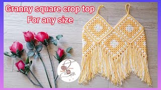 crochet: granny square crochet top/crochet granny square crop top/ crochet summer top tutorial