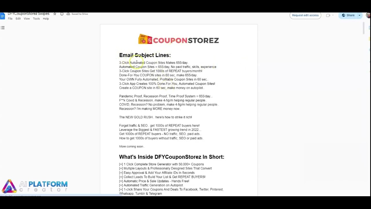 Ai Platform Creator Dfy Offers Swipes Youtube