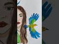 Art Beautiful girl with birds #art #drawings #youtube #shorts #watercolor #artist #maridraws