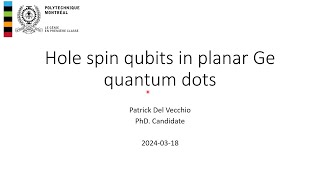 Qubits de spin de trous dans des points quantiques planaires de Ge