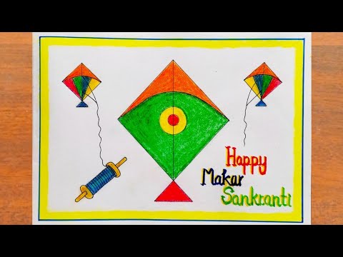 Makar Sankranti Drawing Easy || Makar Sankranti Poster Drawing Easy ...