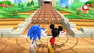 Mario Party 9 MiniGames - Mario Vs Mickey Mouse Vs Bowser Vs Sonic (Master Cpu)