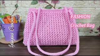 ถักโครเชต์กระเป๋าสะพายไหล่ด้วยการดัดแปลงจากลายถักพื้นฐาน Easy DIY Crochet | Adorable Shoulder Bag