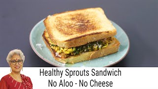 Healthy Sprouts Sandwich Recipe For Weight Loss - Moong Sprouts Sandwich - Palak Sandwich Recipe