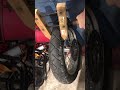 Break motorcycle tire bead in 30 seconds simple fast and easy with wooden clamp