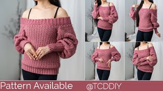 How to Crochet: Off the Shoulder Sweater | Pattern \u0026 Tutorial DIY