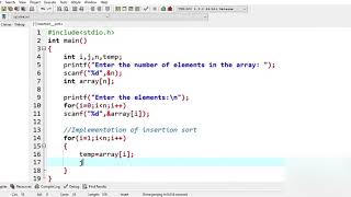 C Program to implement Insertion Sort || Coding Guide for Beginners|| #programming