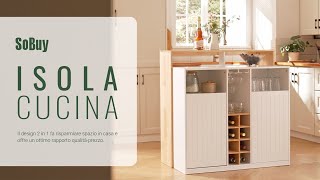 SoBuy Isola della cucina丨Credenza丨Armadio portaoggetti丨Tavolo da bar丨Tavolo da pranzo丨KNL07-WN