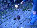 Sparklers burning underwater