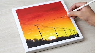 Beautiful Sunset Painting || Easy Acrylic Painting