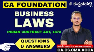 CA Foundation Classes Kannada I Questions & Answers I Business Laws I Indian Contract Act, 1872 - 2