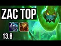 ZAC vs JAX (TOP) | Rank 1 Zac, 6/0/2, 1.6M mastery, 600+ games, Dominating | KR Challenger | 13.8