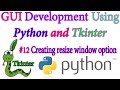 Creating resize window option in a Tkinter GUI - Python GUI using Tkinter In Hindi #12