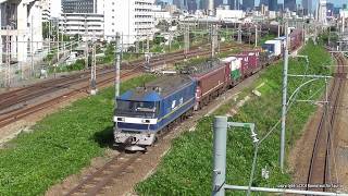 JR貨物　EF81 719号機ムド輸送 5085ﾚ貨物列車を加島陸橋で撮影（H30.6.13)