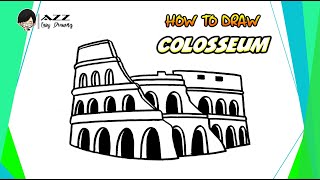 How to draw Colosseum step by step