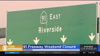 Portion of 91 Freeway in Corona remains closed through Monday for work