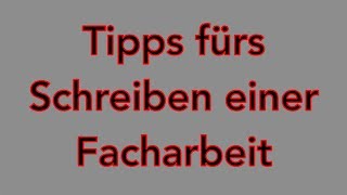 Tipps fürs Schreiben einer Facharbeit - Playlist