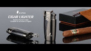 XIFEI Triple Torch Lighter with Cigar Punch