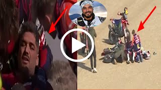 Disaster at Dakar!😱Watch Pablo Quintanilla suffer aviolent crash🏍️Evacuated by Helicopter🚁#dakar2025