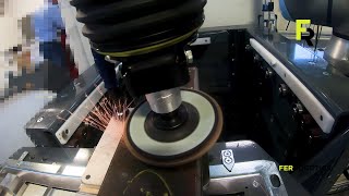 Testing automated steel grinding with a cobot and ACF-Kit by FerRobotics