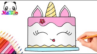 Как нарисовать торт Единорог легко | Простые рисунки для срисовки ТОРТИК How to draw a cake unicorn
