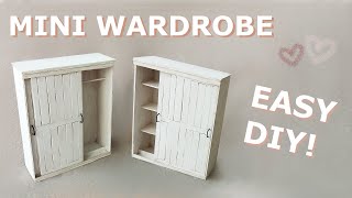 Miniature Wardrobe with Sliding Doors, Cottage/Farmhouse Style! Mini szafa przesuwna. DIY Dollhouse