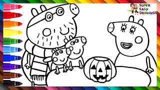 Drawing and Coloring Peppa Pig On Halloween 🐷🎃👻🦇🕸️🧙‍♀️ Drawings for Kids