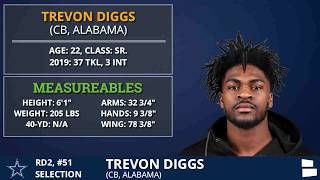 Dallas Cowboys Draft: Trevon Diggs Of Alabama Goes #51 Overall In 2nd Round of 2020 NFL Draft