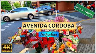 【4K】Walking Tour of Buenos Aires - AVENIDA CORDOBA - Barrio Norte - Argentina