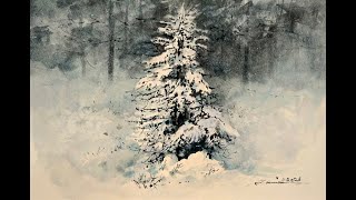 Silent Snowy Spruce : Watercolour Layers & Textures