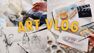 Fall Art Vlog 🍁 drawing vampires everyday, art haul, Inktober progress, travel sketches in Seoul