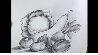 how to draw the vegetable  pencil shading art/ कैसे बनाए सब्जियां पेंसिल शडिंग चित्र