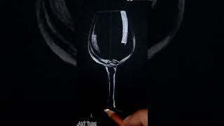 Realistic GLASS 🍷 drawing | BLACK PAPER Drawings #shorts #glass #blackpaper #realistic #drawing