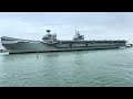 hms prince of wales sails out of portsmouth harbour