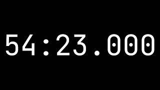 Countdown timer 54 minutes, 23 seconds [54:23.000] - White on black with milliseconds