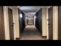 Otis Elevonic 401 Traction Elevators with room tour at Hilton Atlanta Airport in Hapeville, GA.