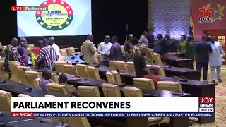 Parliament Reconvenes: NDC MPs take their seats on the Majority side of the House