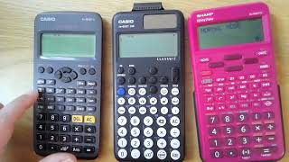 Calculator Display Comparisons Casio fx-85GTX, Casio fx-85GT CW and Sharp EL-W531TL
