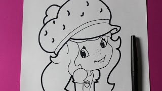 How to Draw Strawberry Shortcake  - Easy Drawing Tutorial