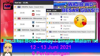 Prediksi Bola Malam Ini 12 - 13 Juni 2020/2021 - 6 Pertandingan Parlay | Mix Parlay - UEFA EURO 2020