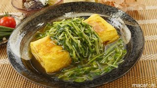 豆腐でふわふわ！ だし巻き卵の 豆苗 あんかけ のレシピ 作り方