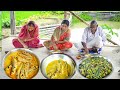 popi kitchen eating parse fish curry, parse macher tok,shak vaja,hot rice