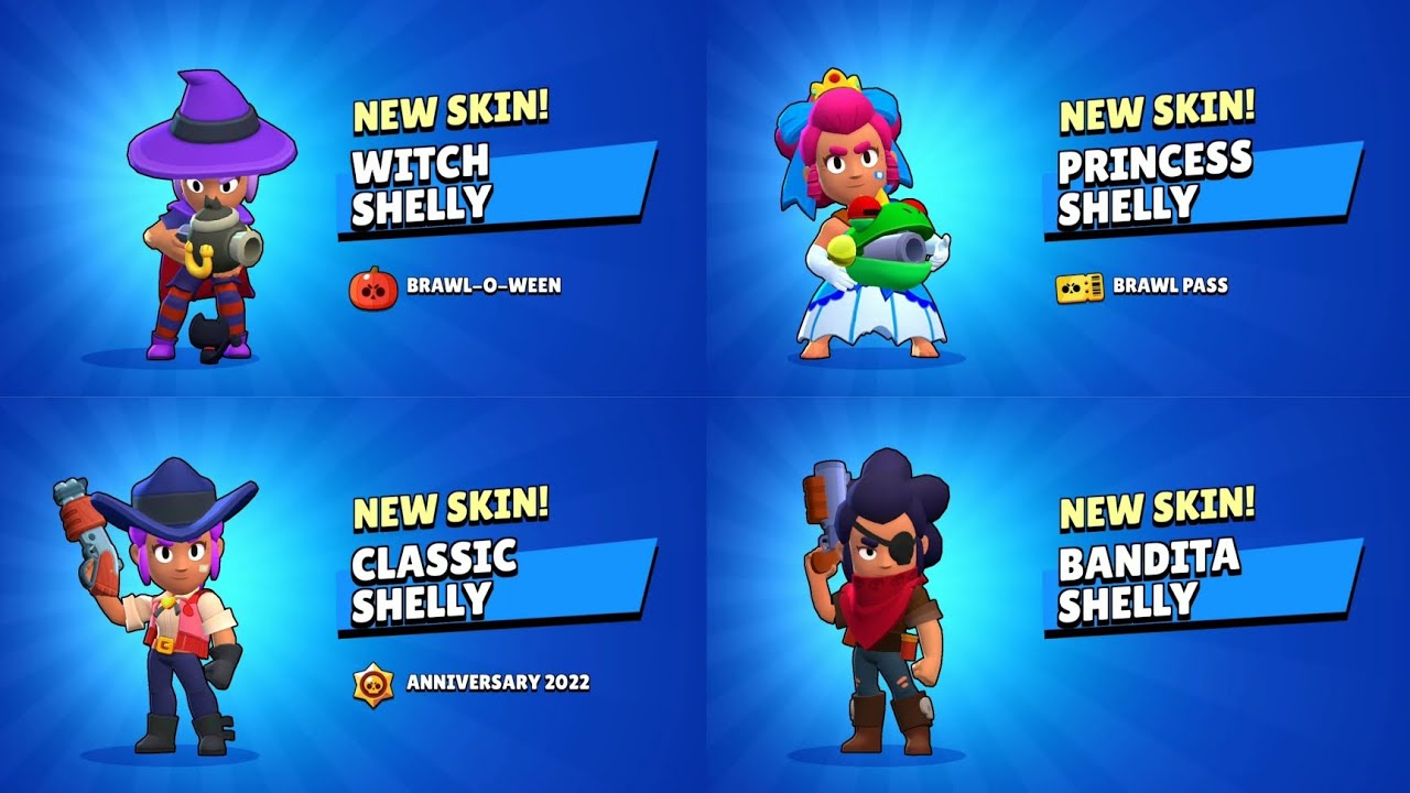 ALL SHELLY SKINS UNLOCK ANIMATION | Brawl Stars - YouTube