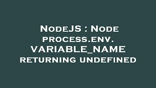 NodeJS : Node process.env.VARIABLE_NAME returning undefined